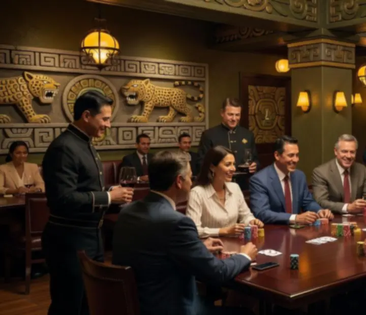 Zespół firmowy integrujący się przy stole pokerowym w restauracji Veleoniras