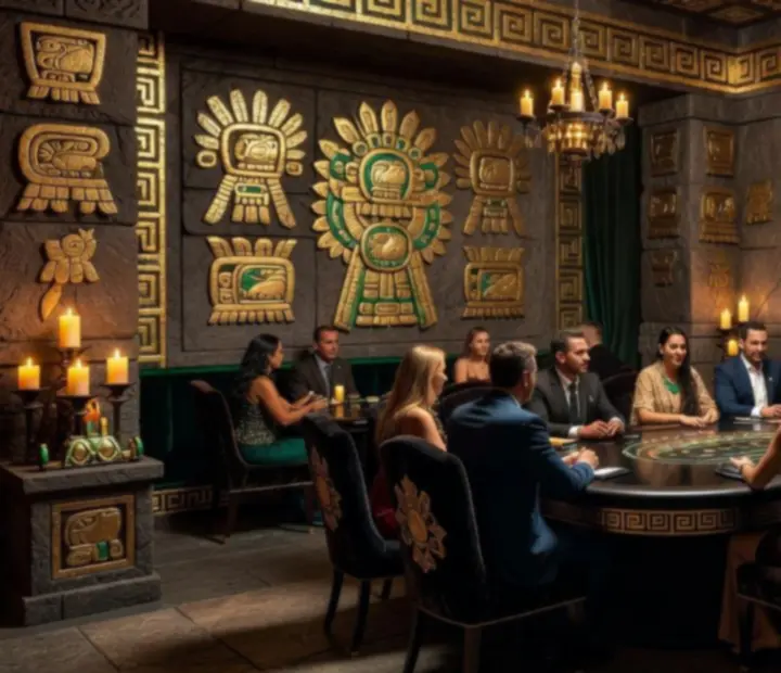 Aztecki wystrój restauracji Veleoniras podczas wieczornego eventu