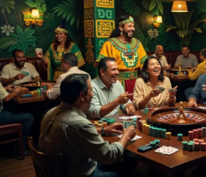 Goście biorący udział w stołowej rozrywce casino offline w restauracji Veleoniras